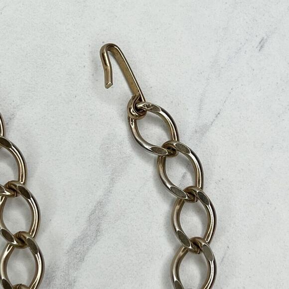 Gold Tone Faux Pearl Charm Chain Link Belt - XS Small (S) ✨ - Picture 2 of 9